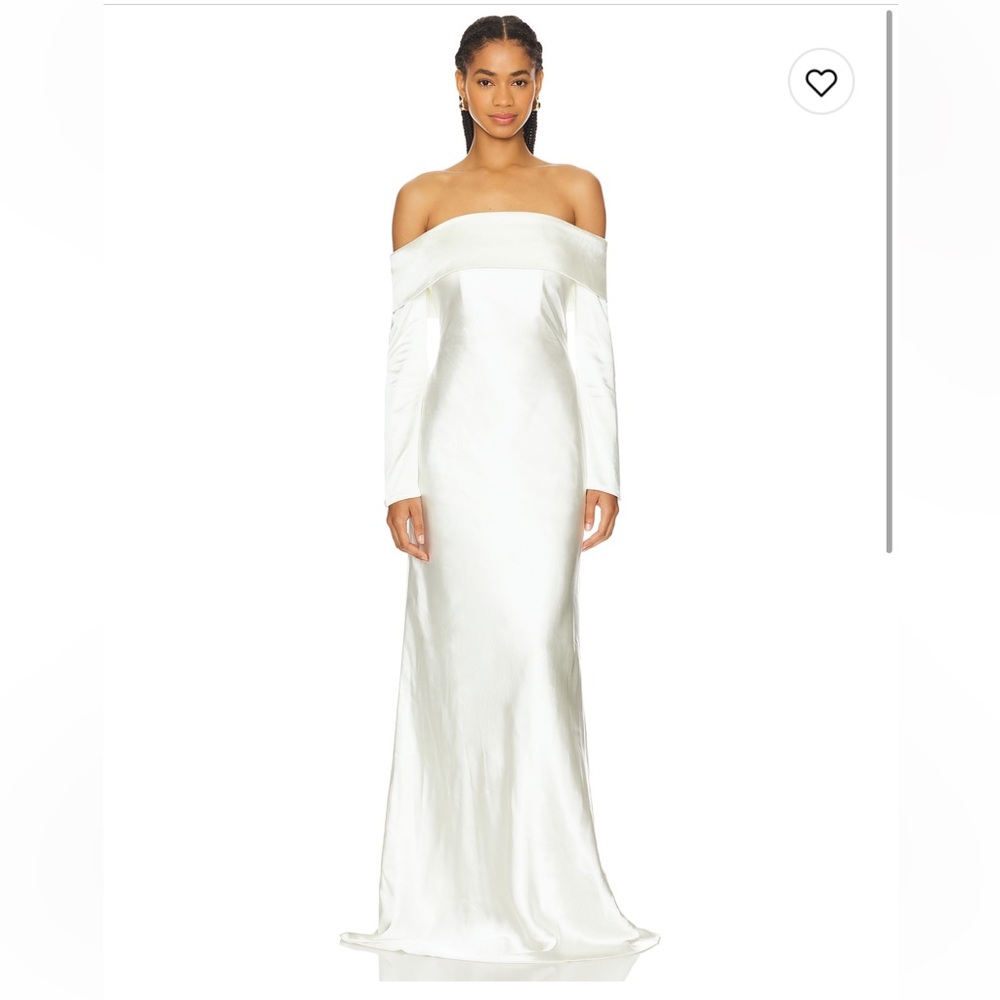 MISHA Bianca Off Shoulder White Long Sleeve Gown from Revolve